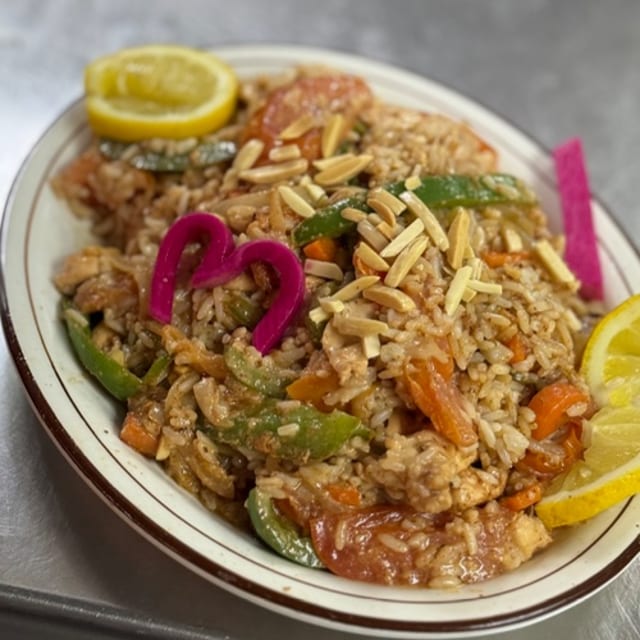 Garlic & Almond Rice Ghallaba.